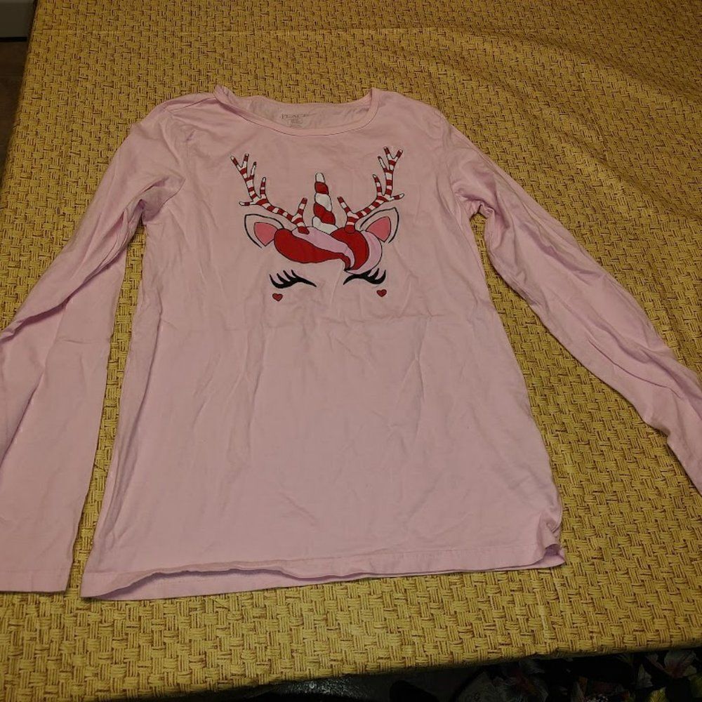 New The Children's Place Pink Christmas Unicorn Pink Pajama Set Women's XS